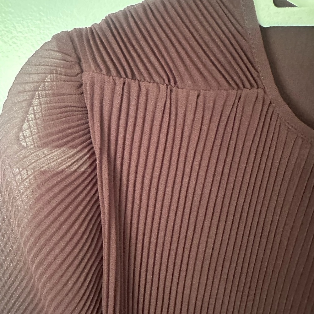 Wilfred Daydreamer Pleated Long Sleeve Midi Dress in Deep Purple - Picture 6 of 7